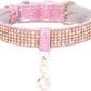 Cat Collar, Dog Collar, [Bling Rhinestones] Premium PU Leather with Pendant Adjustable Collars for Cat and Small to Medium Dog