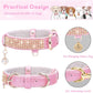 Cat Collar, Dog Collar, [Bling Rhinestones] Premium PU Leather with Pendant Adjustable Collars for Cat and Small to Medium Dog