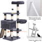 Cat Tree, Cat Tower for Indoor Cats with Scratching Board, Multi-Level Cat Furniture Condo with Feeding Bowl Smoky Gray HCT010G