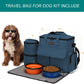 Dog Travel Bag Dog Travel Kit for a Weekend Away Set Includes Pet Travel Bag Organizer for Accessories, 2 Collapsible Dog Bowls, 2 Travel Dog Food Container (Black)